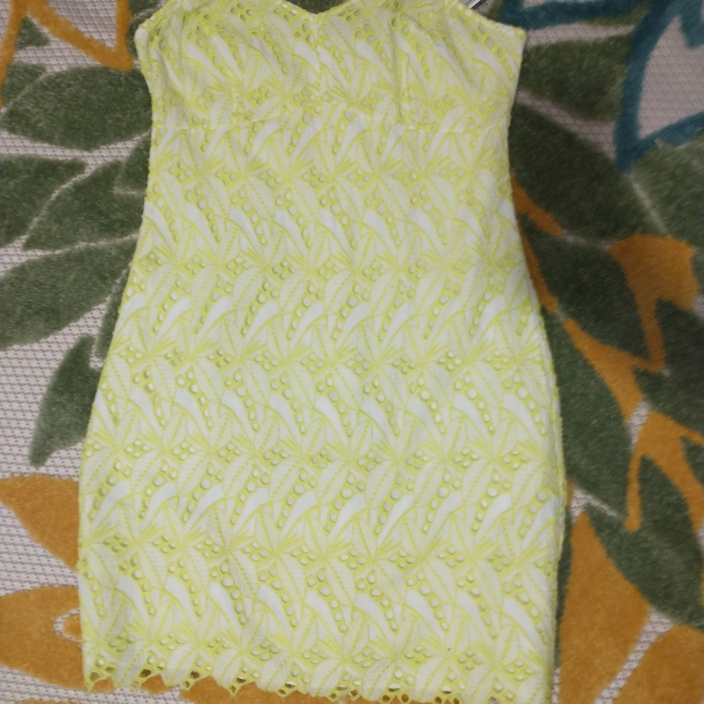 Crown & Ivy Yellow Lace Mini Dress
